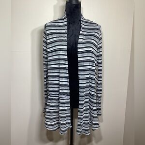 Simply Styled Black and White Striped Cardigan Size XL